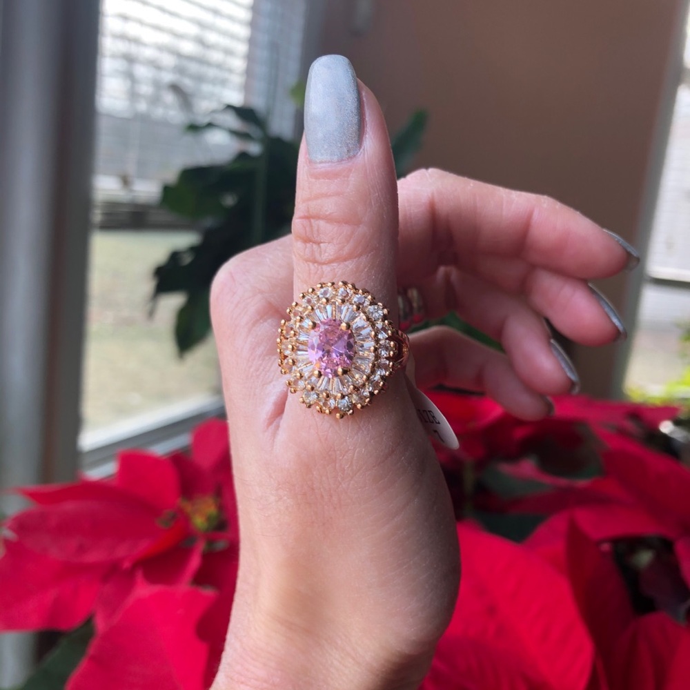 18K Yellow Gold Filled Pink Topaz Rose Quartz Gems - Picture 1 of 3